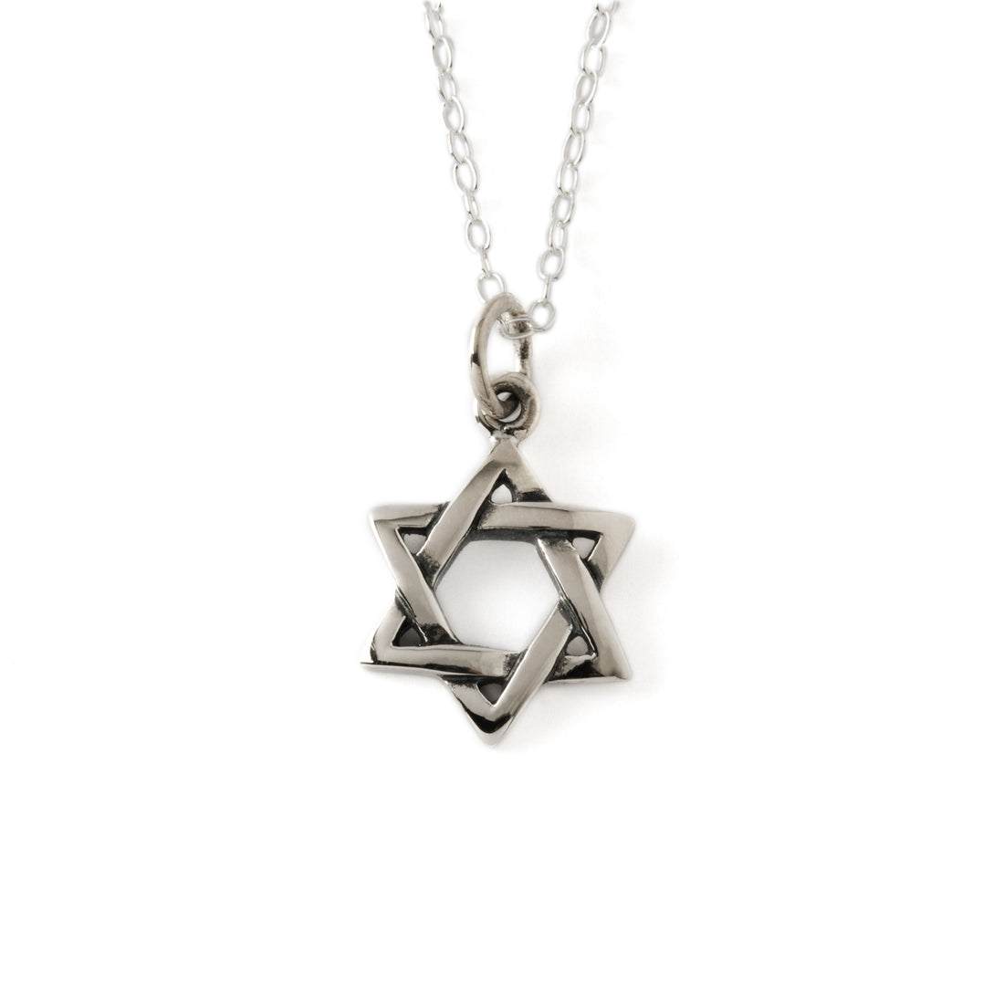 silver star of david necklace frontal view