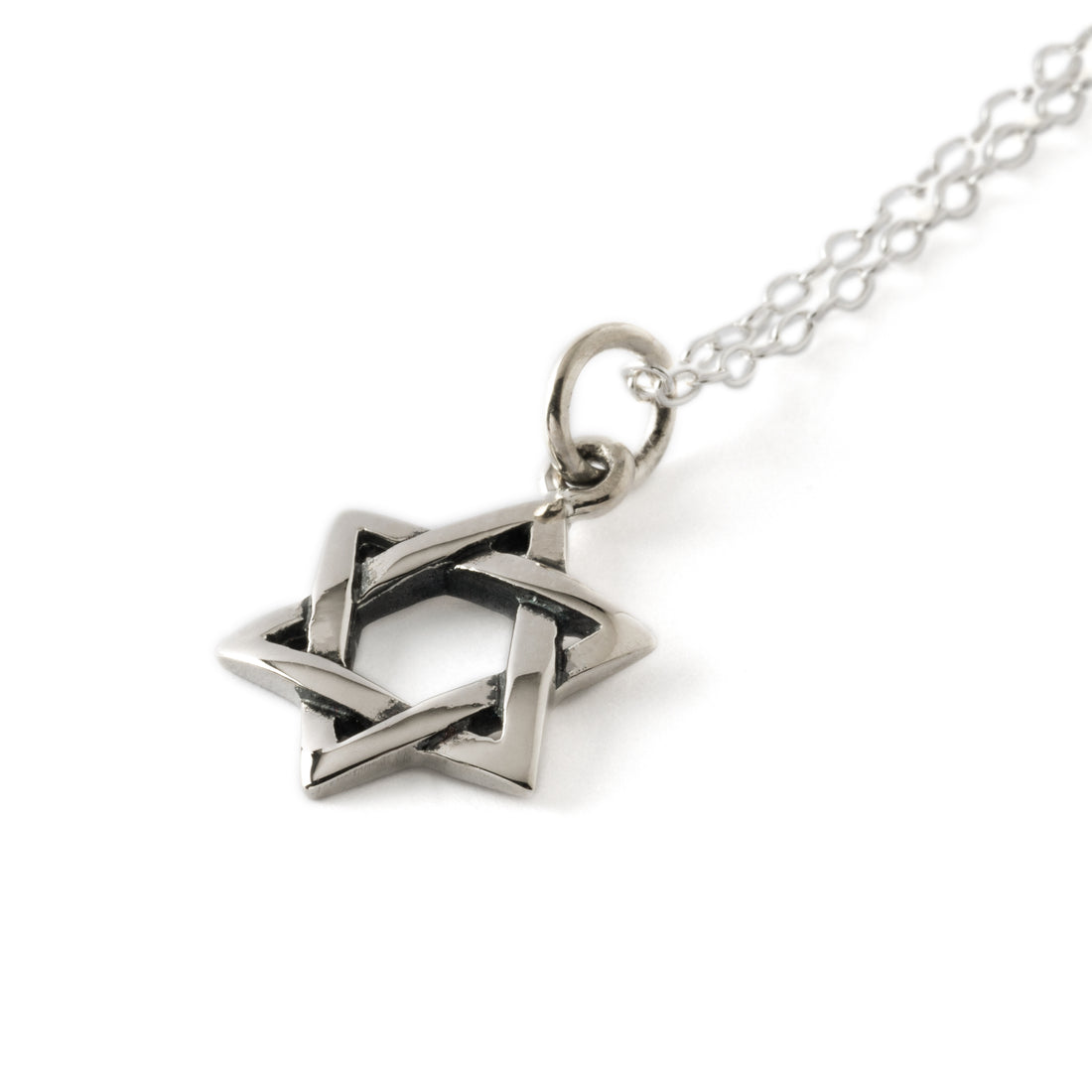 silver star of david necklace left side view