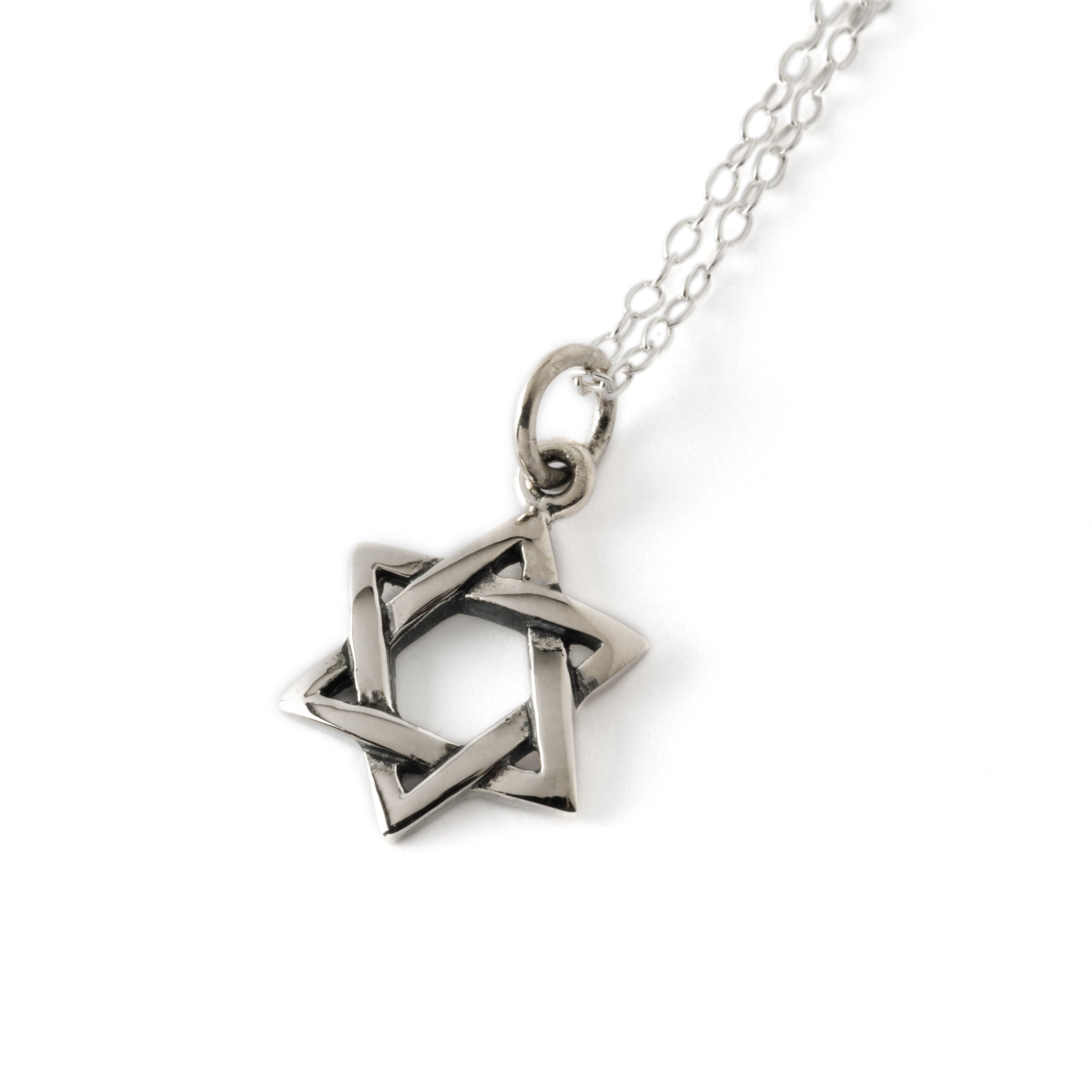 silver star of david necklace right side view