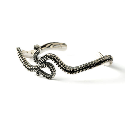 sterling silver octopus cuff bracelet left side view