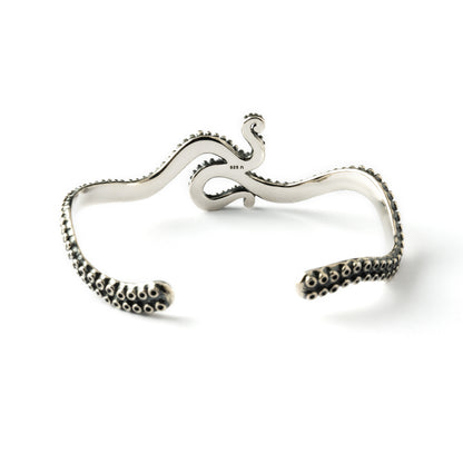 sterling silver octopus cuff bracelet back side view