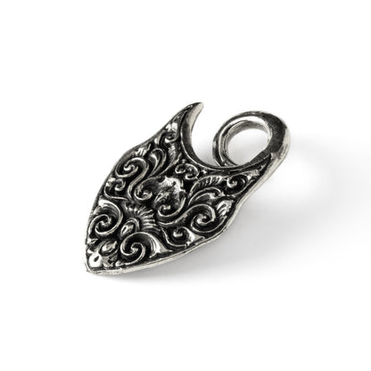 white brass victorian filigree ear weight hanger right side view